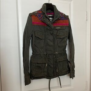 Superdry Limited Edition Miltary Aztec Army Green Jacket Size S